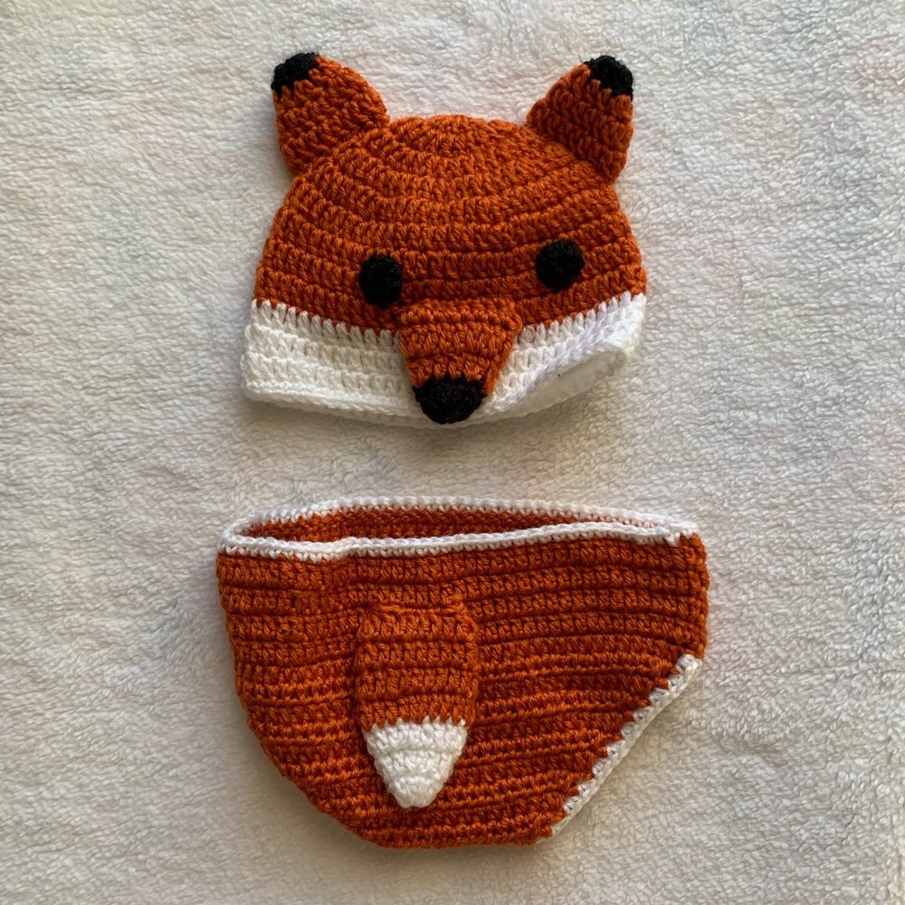 Fox Hat and Diaper Cover Set